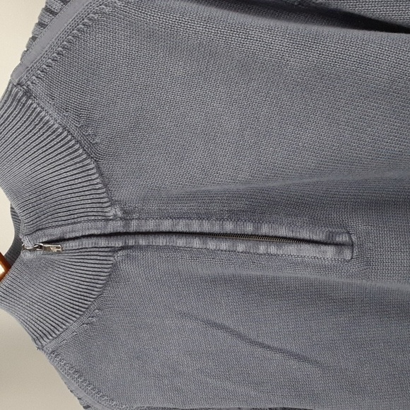 Tommy Bahama Cotton Perwinkle Blue Quarter Zip Side Arm Pocket Knit Sweater - Picture 2 of 7